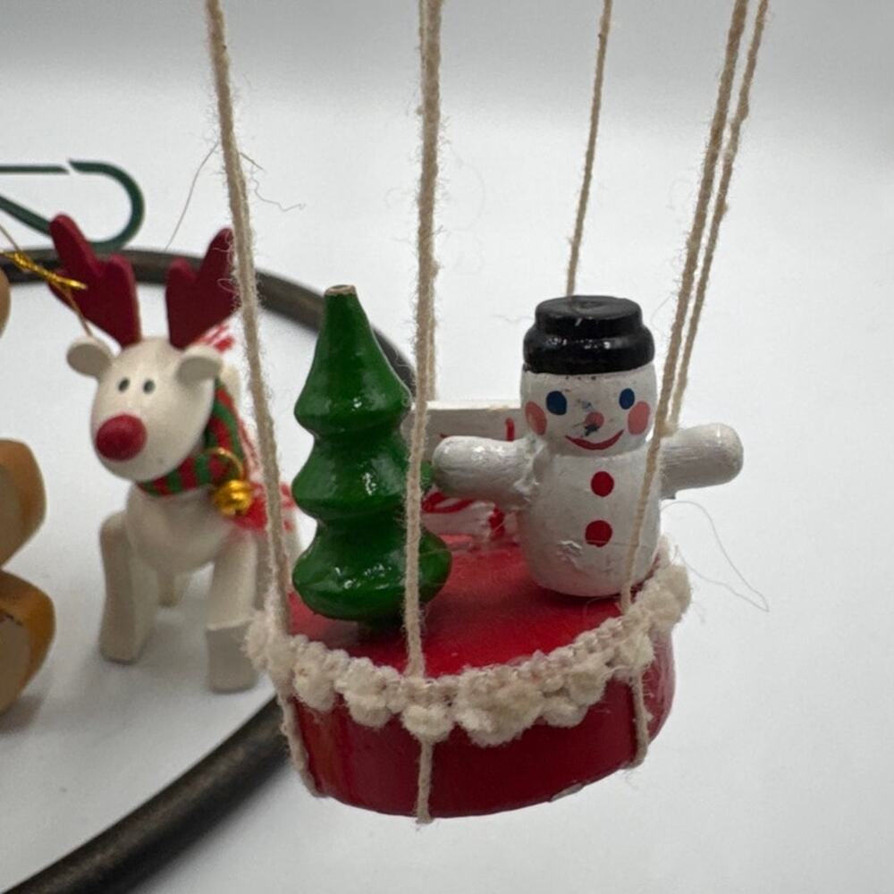 Whimsical Wood Christmas Ornaments Granny Destash Lot of 10 Handmade Grandmacore